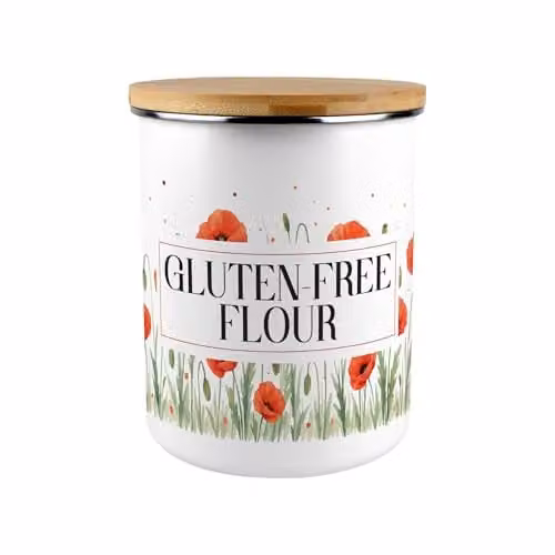Purely Home Red Summer Poppies Floral Airtight Flour Canister – 1