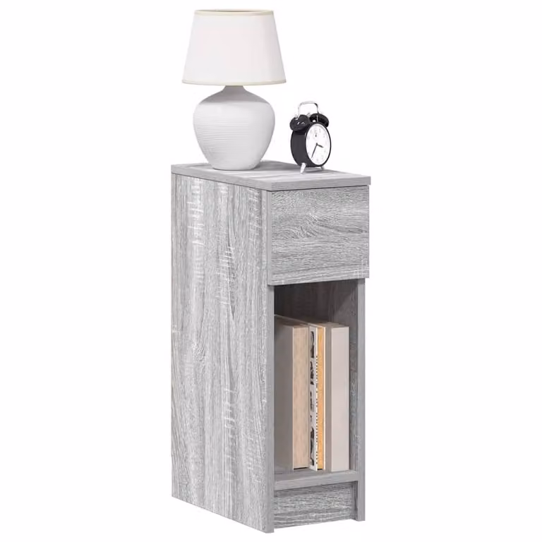 Berkfield Home Durable Bedside Cabinets with Drawer, 2 Pack, Grey Sonoma, W: 20 cm, D: 36 cm, H: 60 cm