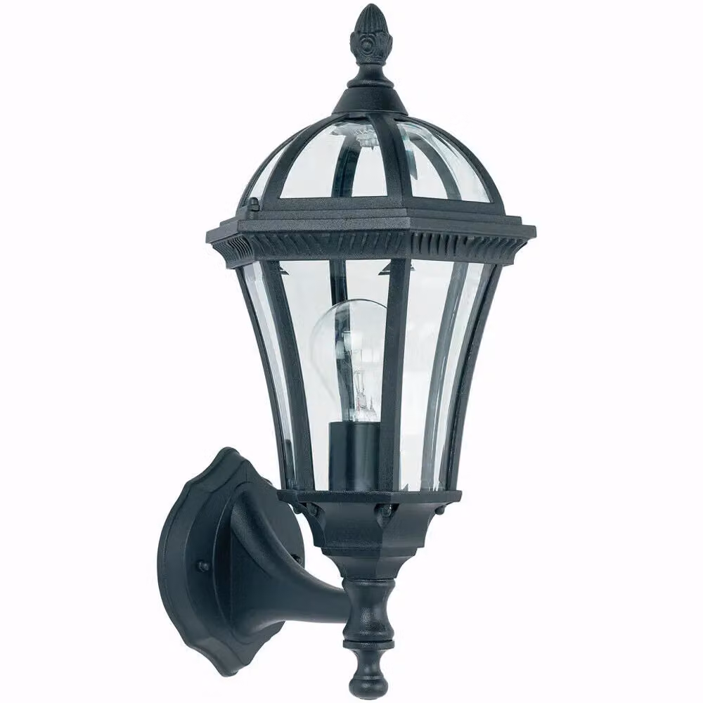 Loops 2 Pack IP44 Outdoor Wall Lanterns in Matt Black and Transparent Glass – 2