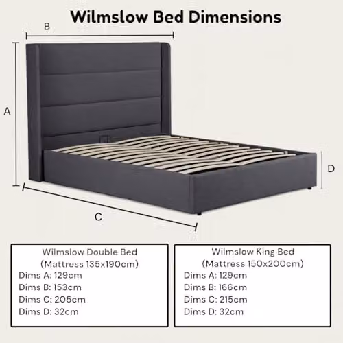 OAT Home Wilmslow Winged Headboard Upholstered Ottoman Storage Bed Frame in Anthracite Grey, W/D/H: 180 x 200 x 166 cm – 9