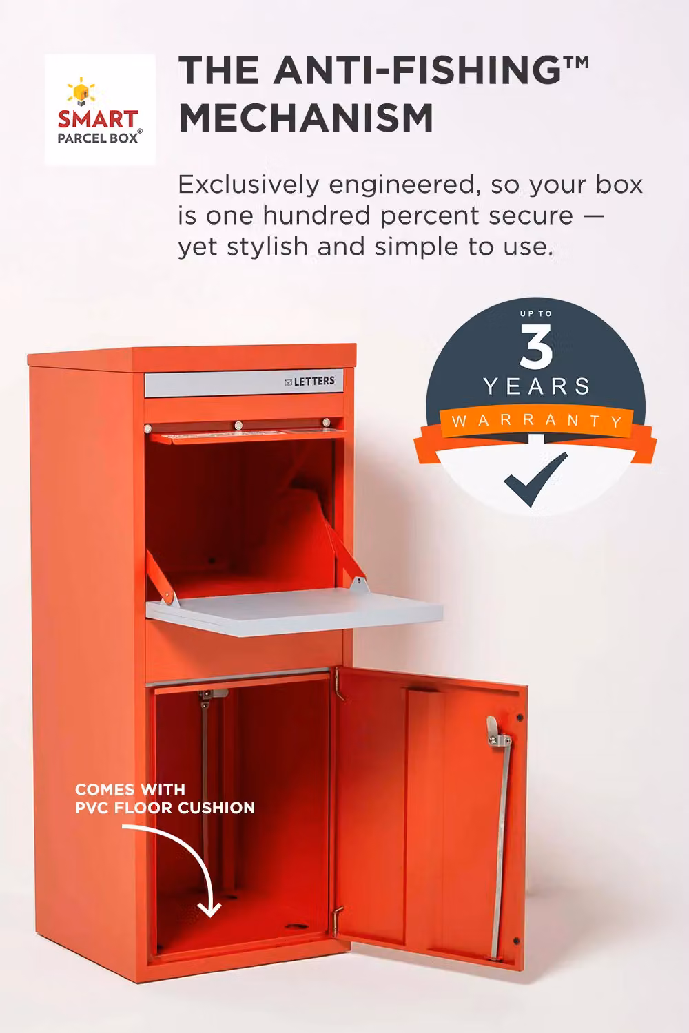 Homescapes Smart Parcel Box Large Red Steel Wall-Mounted Secure Delivery Box – 3