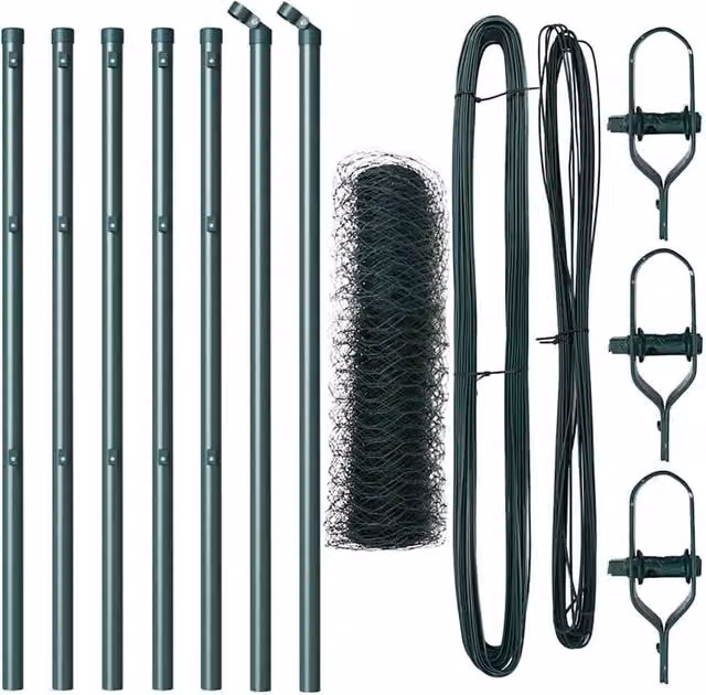 Berkfield Home Green PVC-Coated Steel Hexagon Fence, W: 0.6 m, L: 10 m – 1