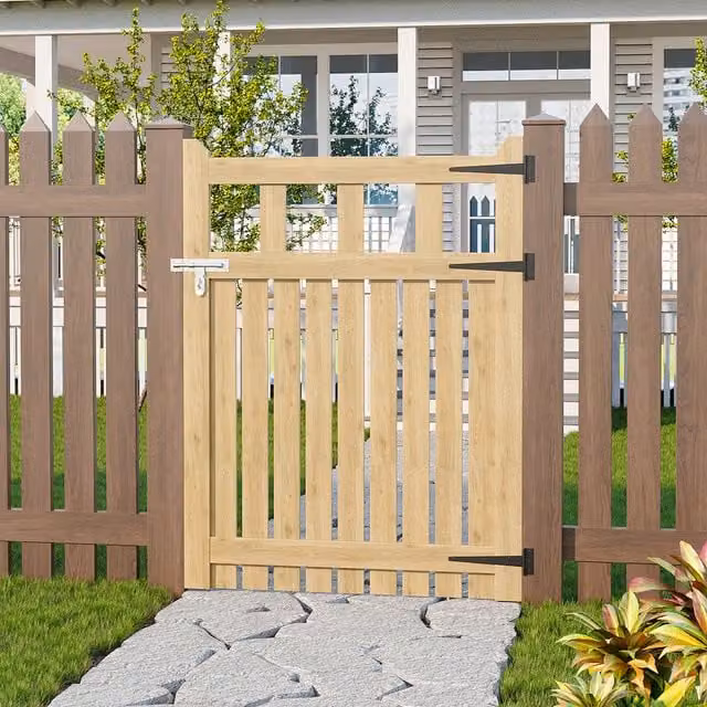 Lifeideas Wooden Garden Gate with Door Bolt in Brown and Yellow, W: 90 cm, H: 120 cm