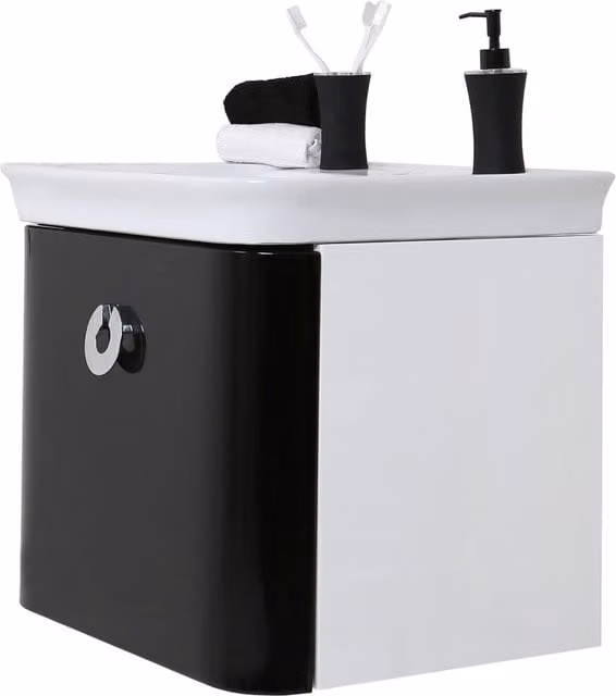 Orsina Adelphi White and Black Bathroom Sink with Storage – 1