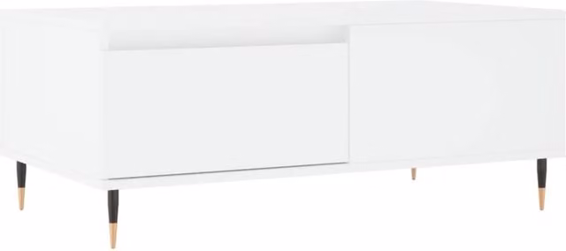 Berkfield Home Modern White Rectangular Coffee Table, W/D/H: 90 x 50 x 36.5 cm