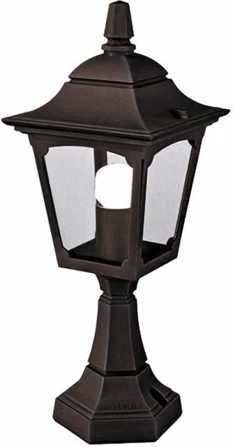 Netlighting Chapel Mini Black Outdoor Pedestal Lantern with Transparent Glass, IP44, E27