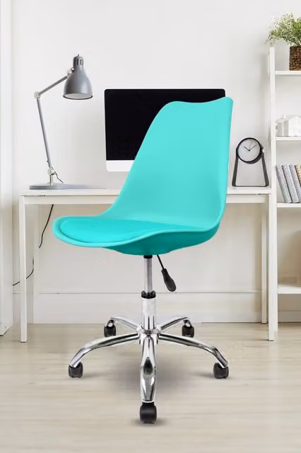 Fusion Living Soho Modern Plastic Swivel Dining Chair in Turquoise