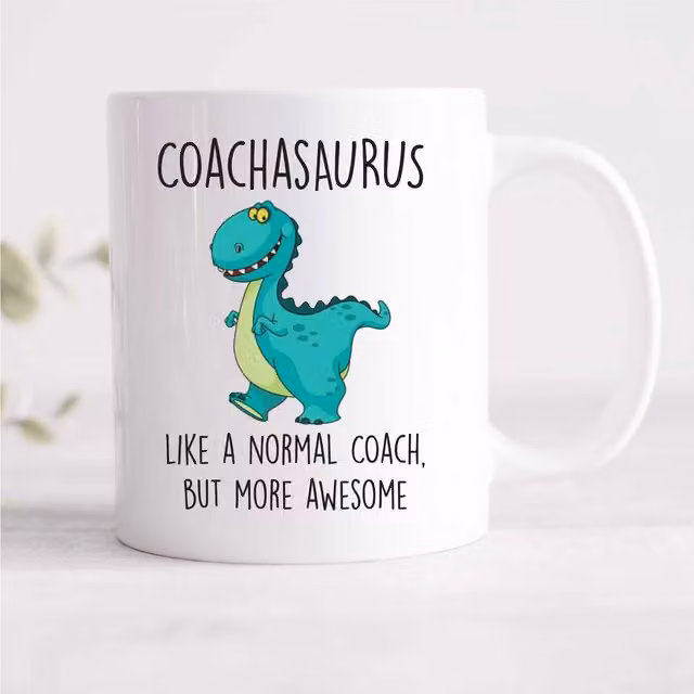 60 SECOND MAKEOVER Coachasaurus Mug in White