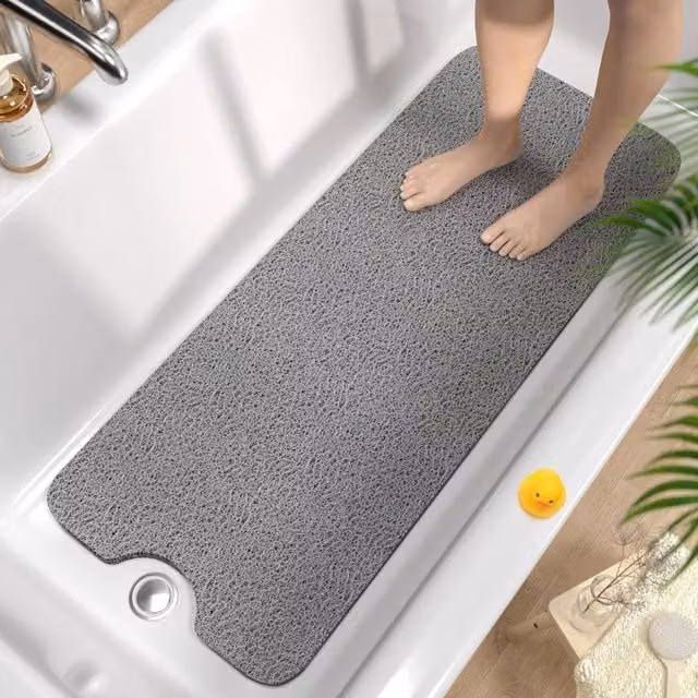 KORVIXA Non-Slip and Mould-Resistant PVC Bath Mat in Grey, W/D: 100 x 100 cm – 1