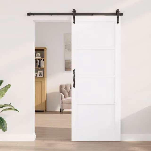 Berkfield Home Orkdal White Modern Sliding Interior Door in Lacquered Solid Wood, W/D/H: 83 x 4 x 211 cm