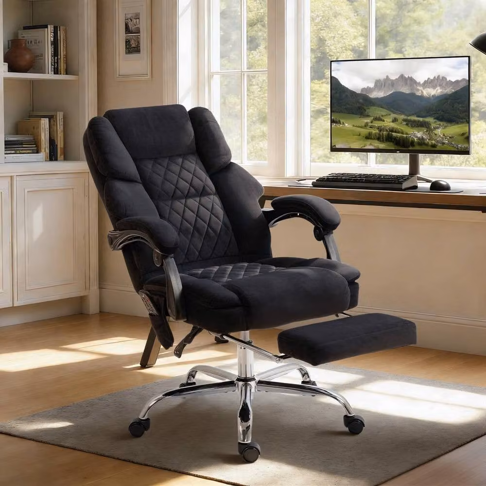 STILVORA Black Velvet Executive Office Chair with Headrest and Armrests – 3