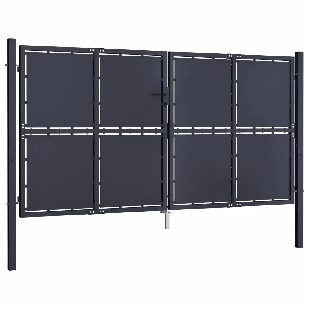 Berkfield Home Anthracite Steel Swing Garden Gate W: 300 cm, H: 200 cm – 2