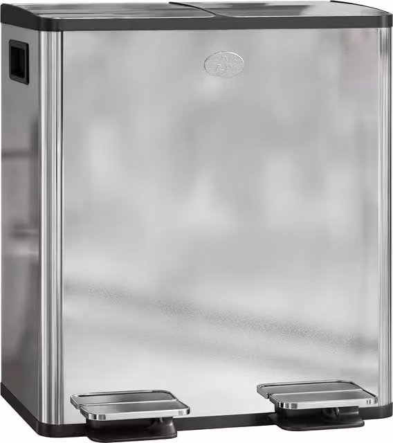 HOMCOM 40L Dual Compartment Stainless Steel Pedal Bin with Odour Filter and Removable Inner Bucket, Silver Tone – 1