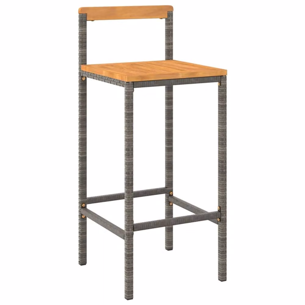 Berkfield Home Beautiful 11 Piece Grey Poly Rattan and Solid Acacia Wood Garden Bar Set – 3