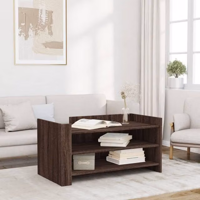 Berkfield Home Brown Oak Coffee Table in Engineered Wood W/D/H: 100 x 50 x 50 cm – 1