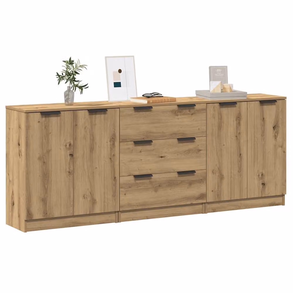 Berkfield Home Artisan Oak Sideboard Set of 3 in Brown, W/D/H: 60 x 30 x 70 cm – 2