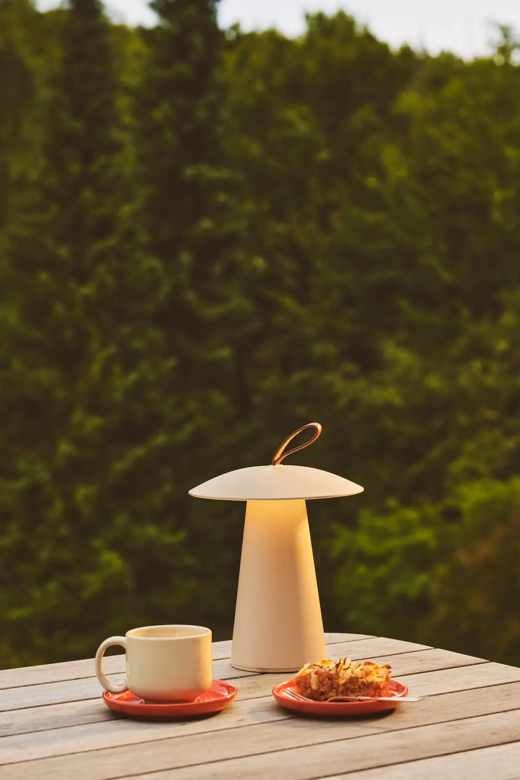 Nordlux Ara Rechargeable Portable LED Outdoor Tabletop Light in Beige Metal with IP54 Rating and 3000k Warm White Light – 3