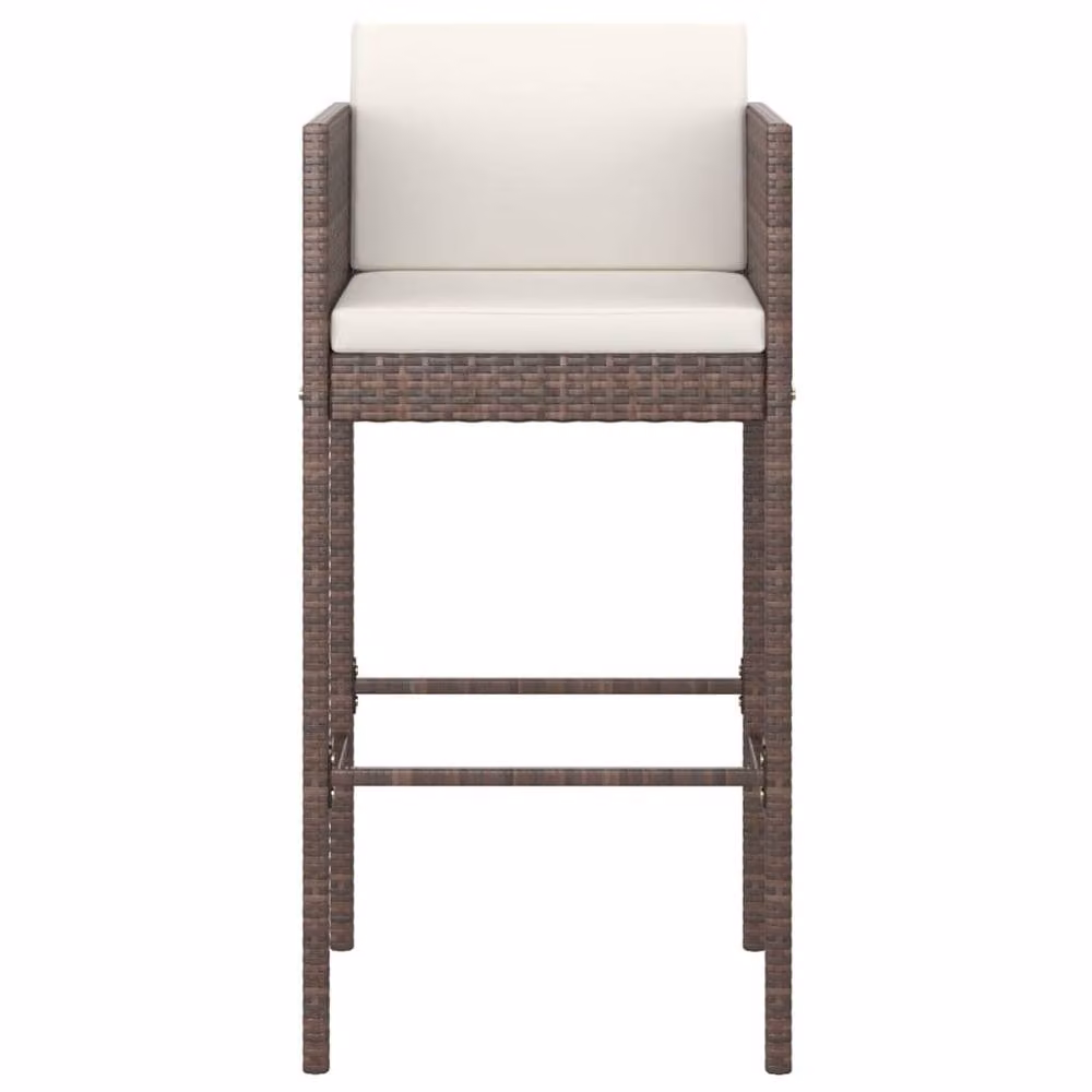 Berkfield Home 5 Piece Brown Poly Rattan Garden Bar Set with Cushions – 4