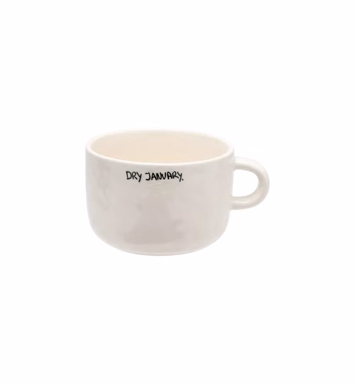 Anna + Nina Dry January Cappuccino Mug, White Stoneware