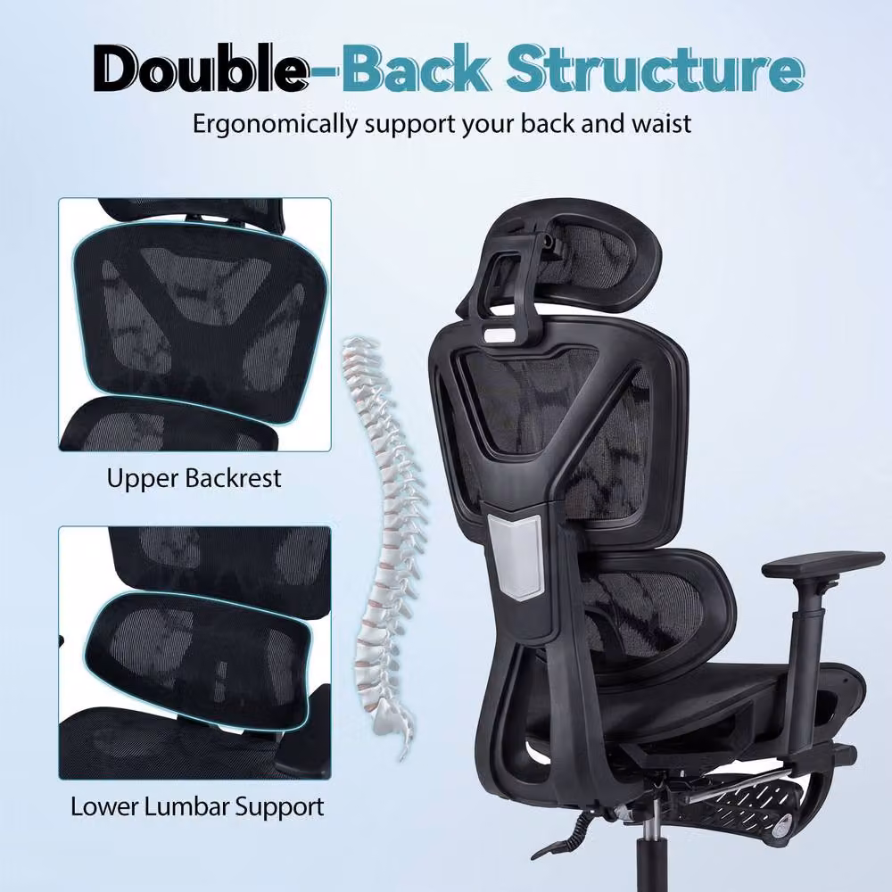 Costway Black Mesh Executive Office Chair with Headrest and Armrests – 4