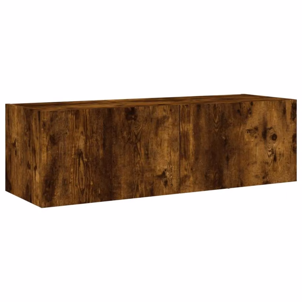 Berkfield Home Modern Wall Mounted TV Cabinet with Integrated LED Lights in Smoked Oak Brown, W/D/H: 100 x 35 x 31 cm – 3