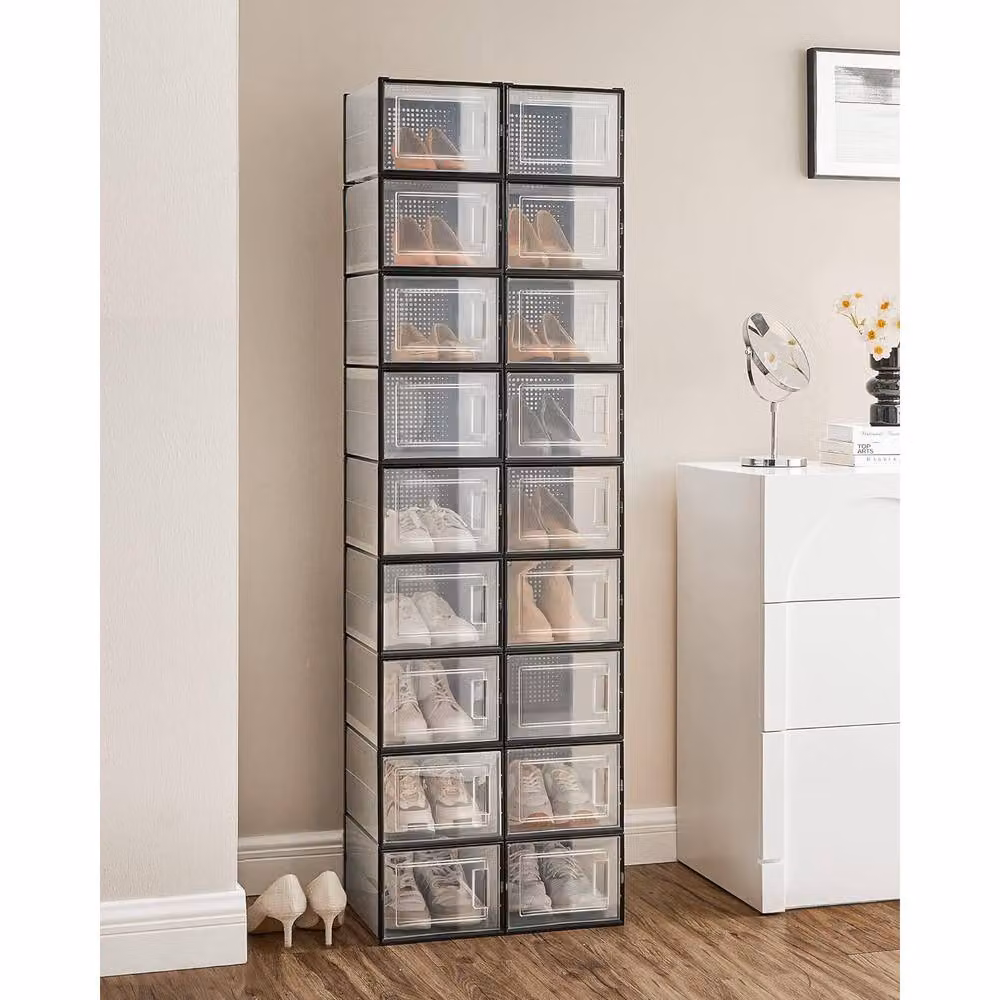 SONGMICS Pack of 18 Large Stackable and Foldable Storage Organisers in Black – 2