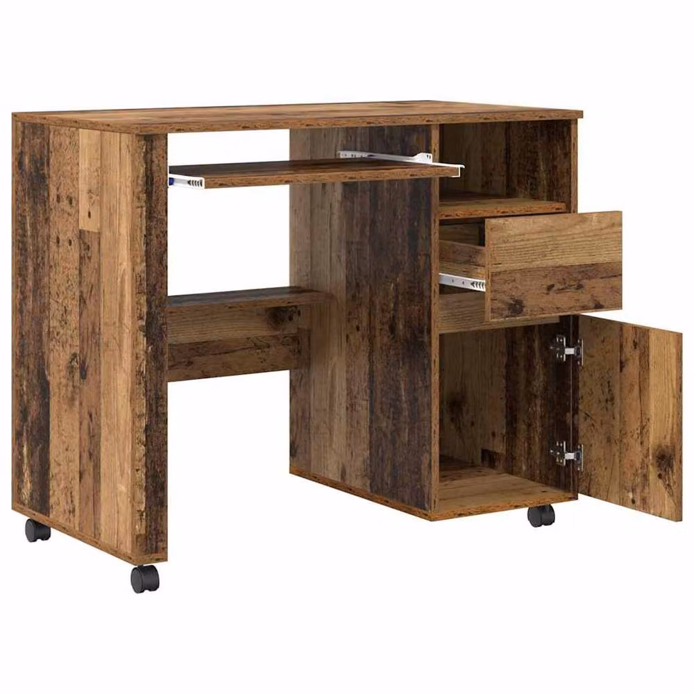 Berkfield Home Brown Rustic Computer Desk with Metal Frame and Particle Board Surface – 4