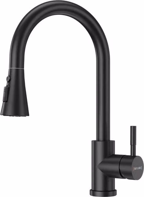 Blylund Modern Matte Black Kitchen Tap with Pull Out Sprayer and Swivel Spout