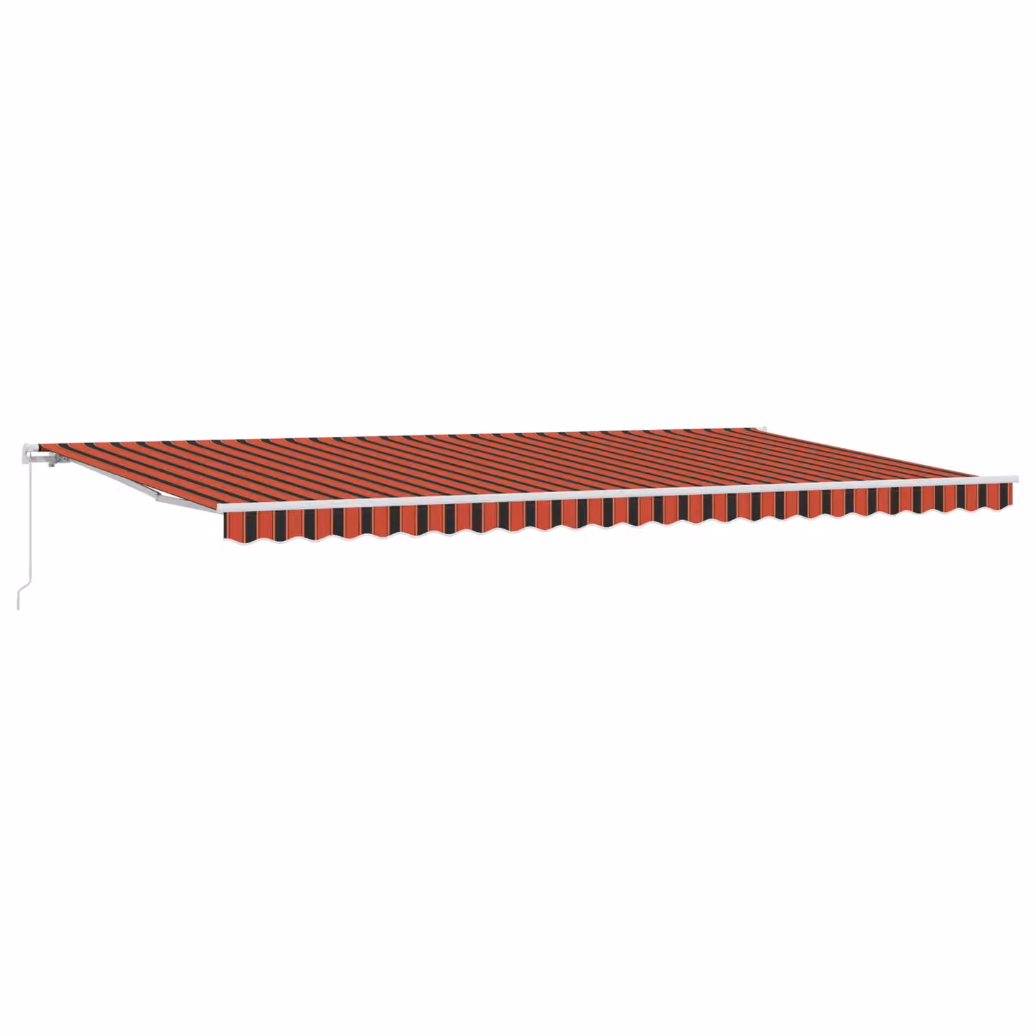 Berkfield Home Manual Retractable Wall-Mounted Folding Arm Awning in Orange, Brown and Red Striped, W: 600 cm, D: 300 cm – 2
