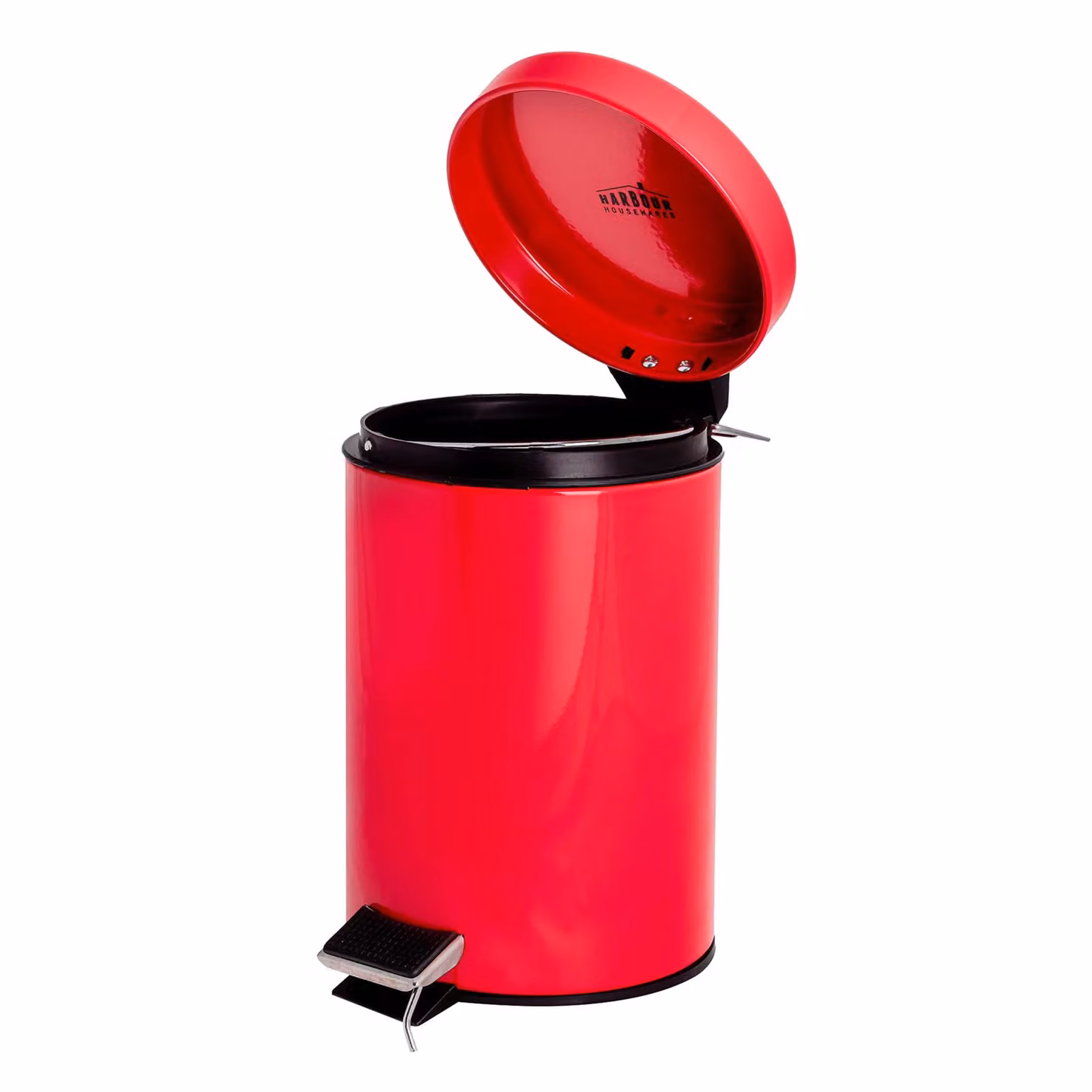Harbour Housewares 3L Round Stainless Steel Bathroom Pedal Bin in Red – 2