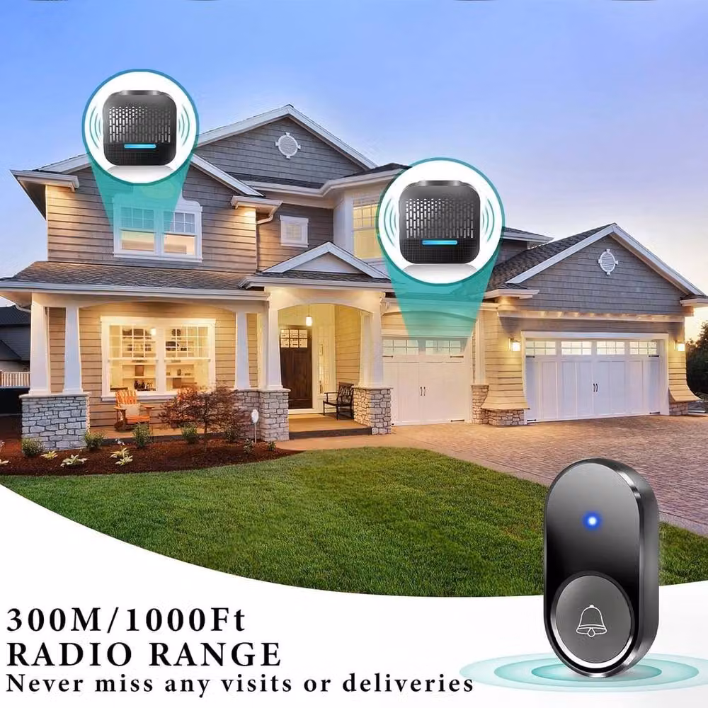 FLAVORA Plug-in Wireless Doorbell, Waterproof, Black – 5