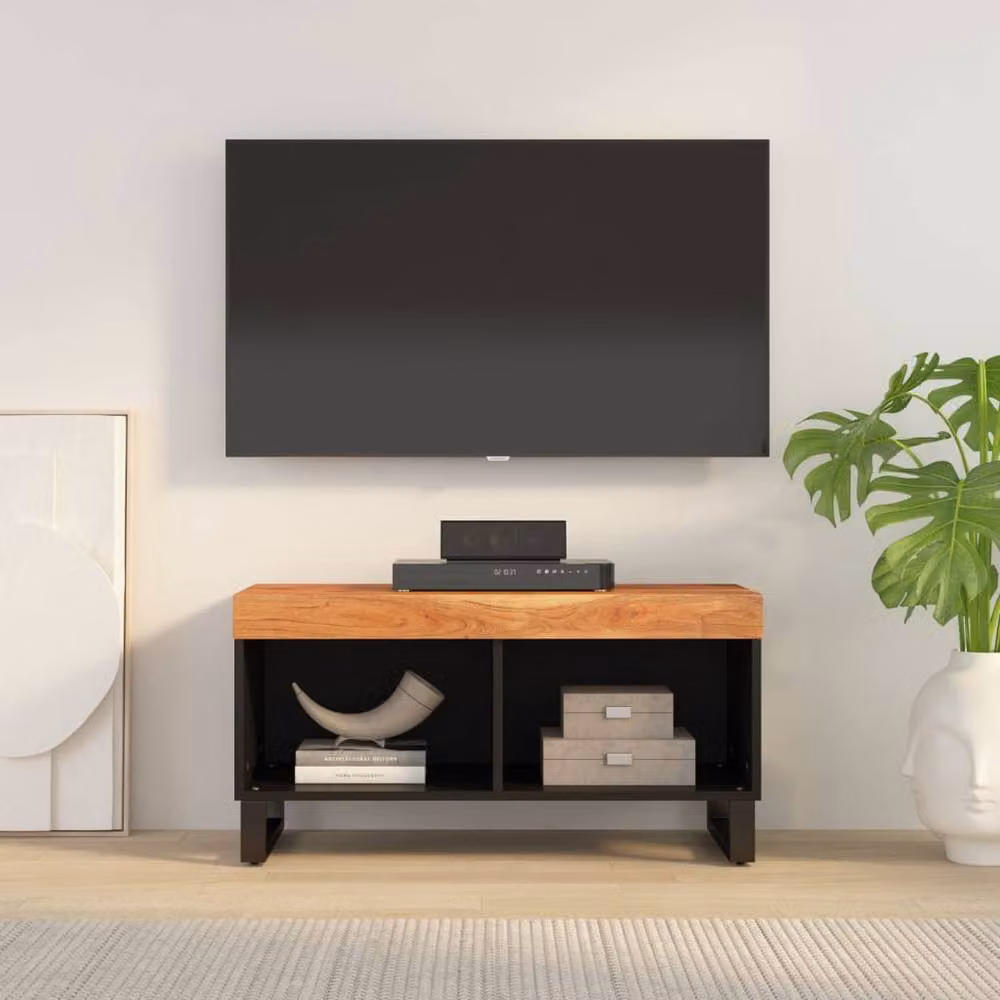 Berkfield Home Industrial TV Cabinet in Brown Solid Acacia Wood and Metal, W: 85 cm, D: 33 cm, H: 43.5 cm – 2