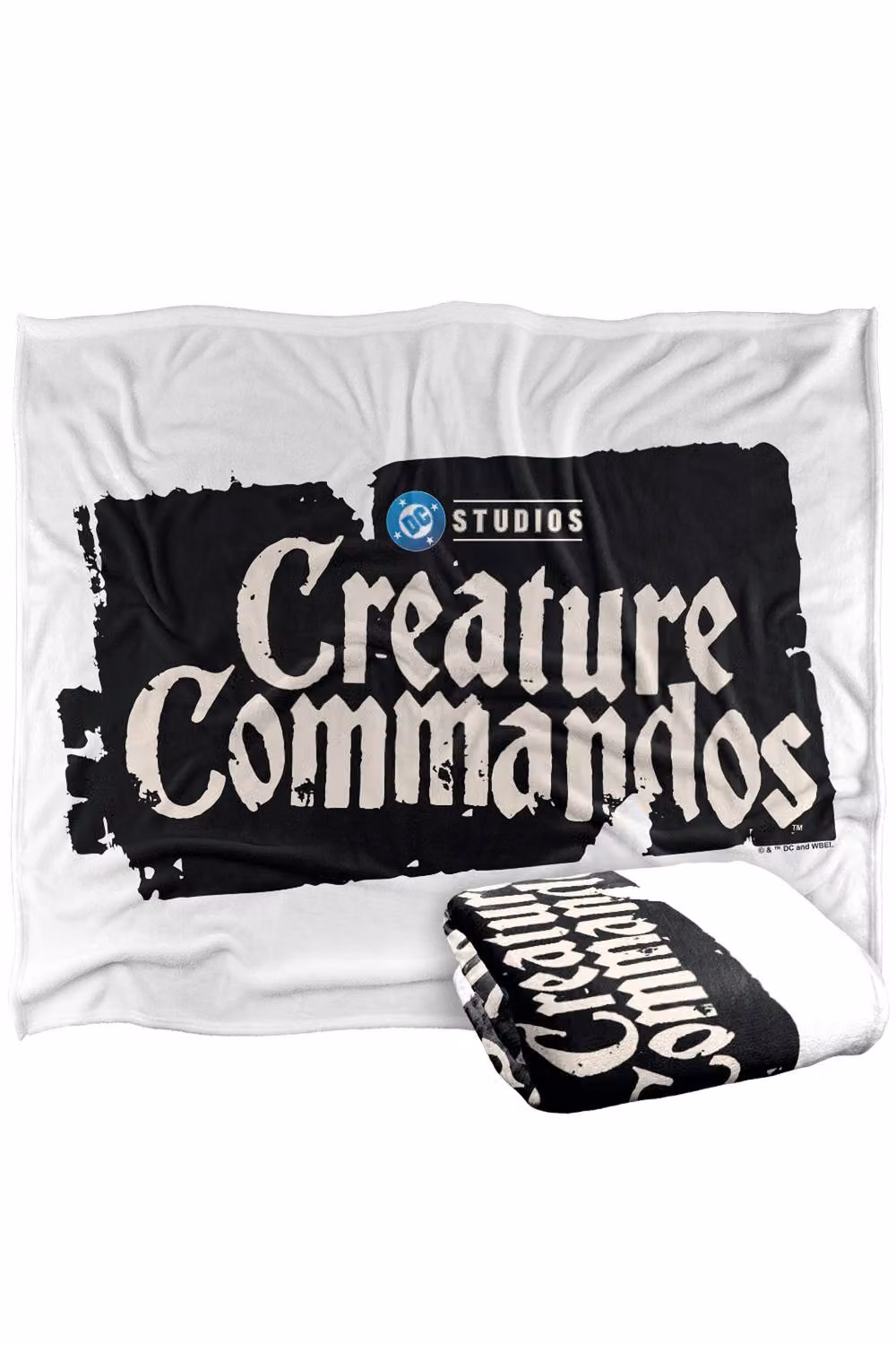 Warner Bros. Creature Commando Logo Super Soft Silky Touch Throw Blanket, Extra Large, Multicolour and White – 2