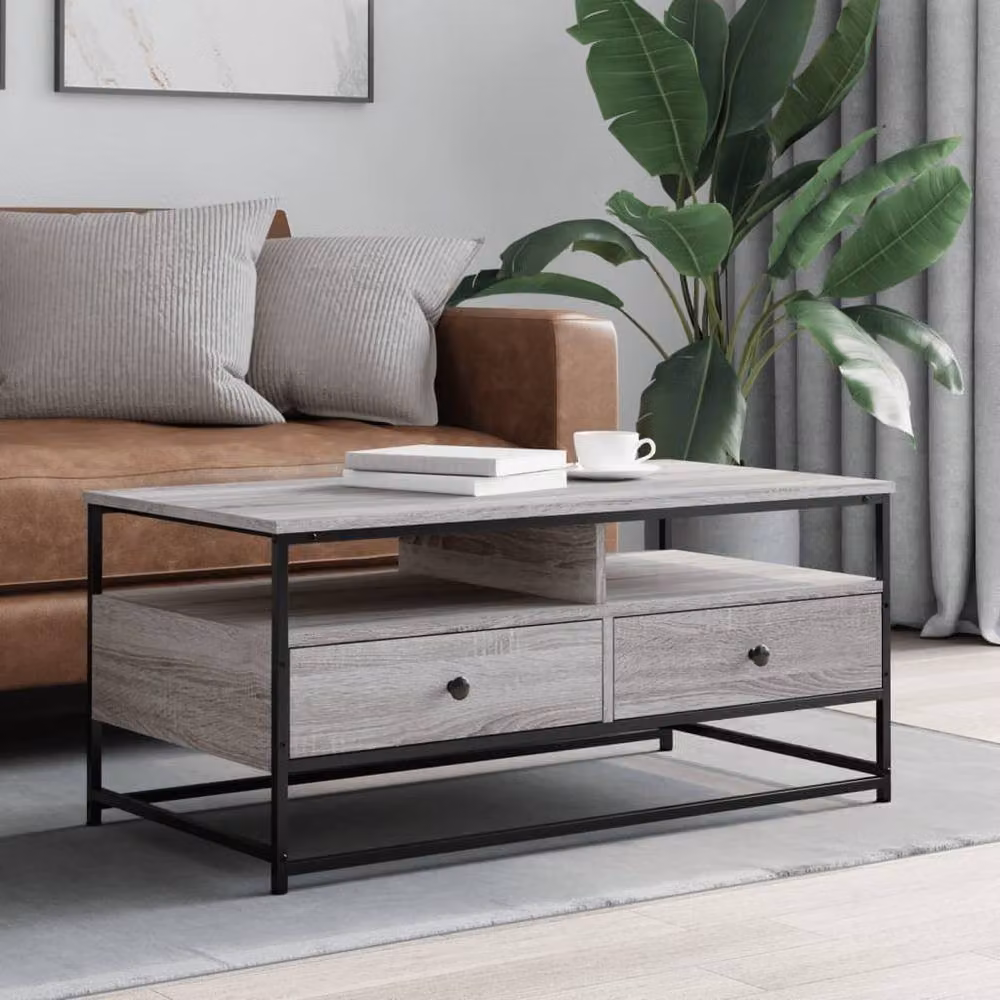 Berkfield Home Grey Sonoma Coffee Table, W/D/H: 100 x 51 x 45 cm – 2