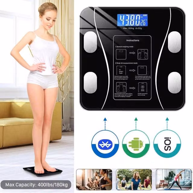 NESTLUNE Digital Electronic Bathroom Scales with LCD Display, Black – 1