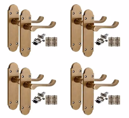 Golden Grace Victorian Epsom Latch Door Handles, 4 Pair Set in Gold and Bronze Brass – 1