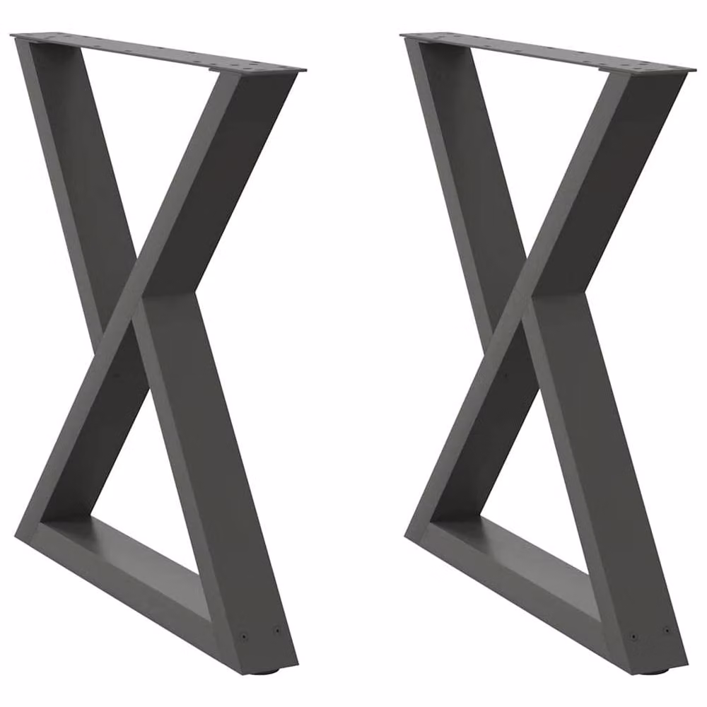Berkfield Home Modern X-Frame Dining Table Legs, 2 Pieces, Anthracite Grey Steel, Height: 72-73.3 cm, Width: 80 cm – 2