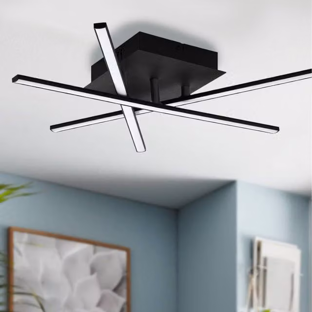Eglo Lasana 3 Metal Integrated LED Ceiling Light in Black – 1