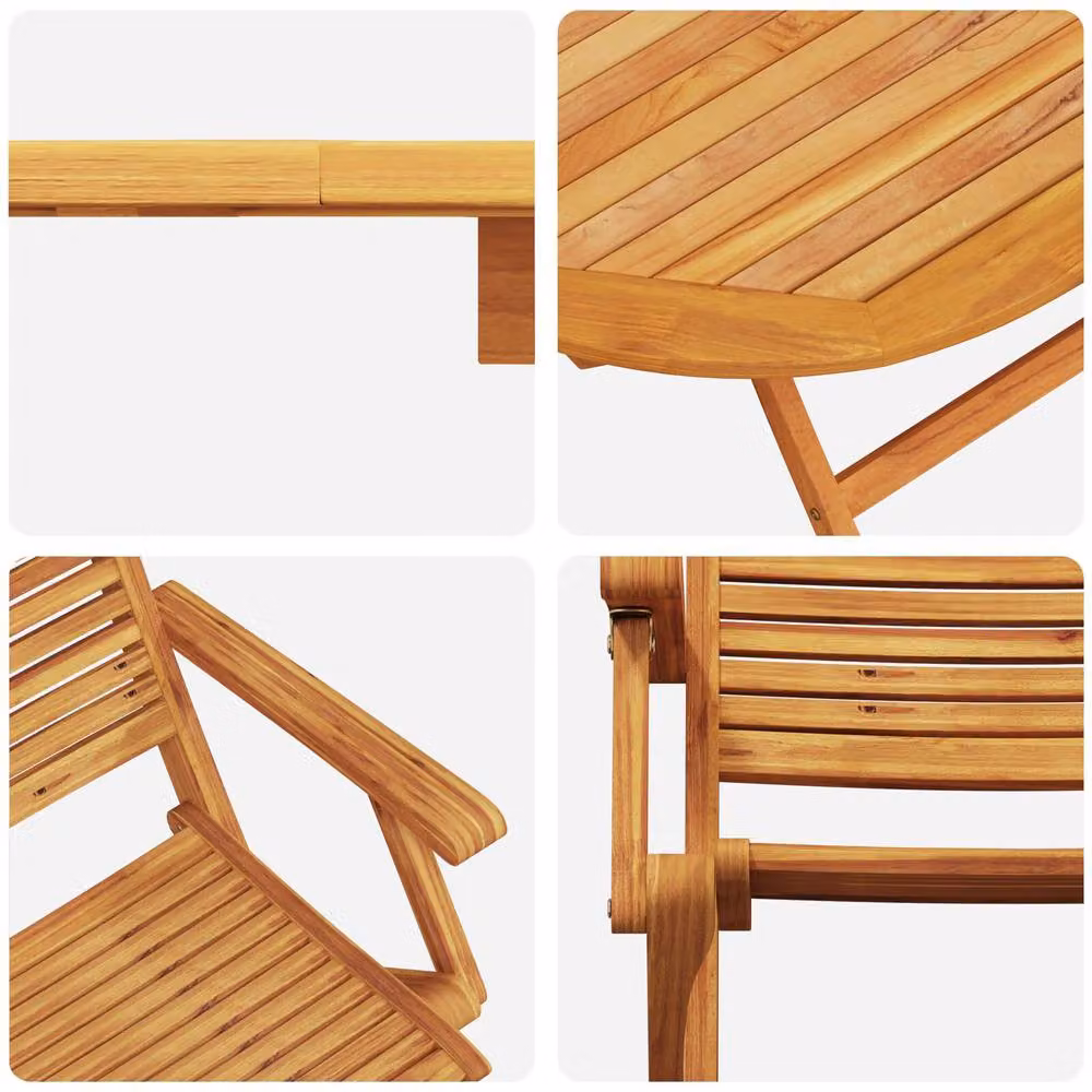 Berkfield Home 5 Piece Garden Dining Set in Brown Solid Acacia Wood – 4