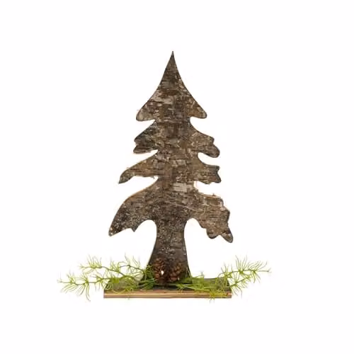 SHATCHI Rustic Birch Bark Wooden Christmas Tree Decoration in White and Beige, Height: 30 cm – 1