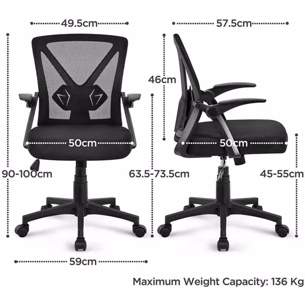 Kelvenix Black Mesh Home Office Task Chair with Armrests – 2