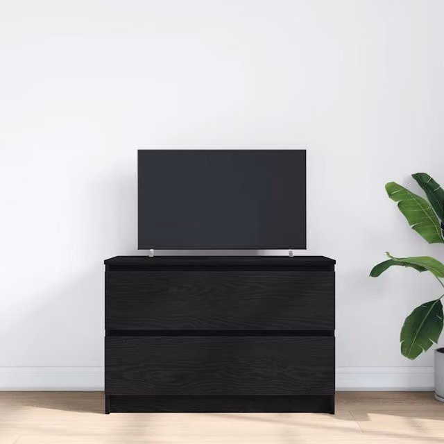 Berkfield Home Modern Black TV Cabinet in Engineered Wood W/D/H: 80 x 35 x 54 cm