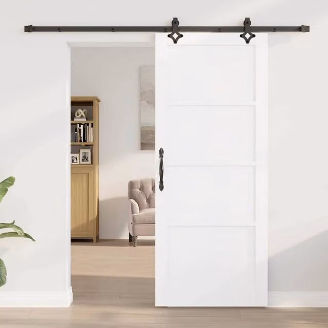 Berkfield Home Orkdal White Solid Wood Pine Sliding Door with Hardware Set