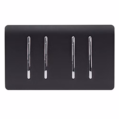 Trendi 4 Gang 2 Way Modern Plastic Surface Light Switch in Matt Black