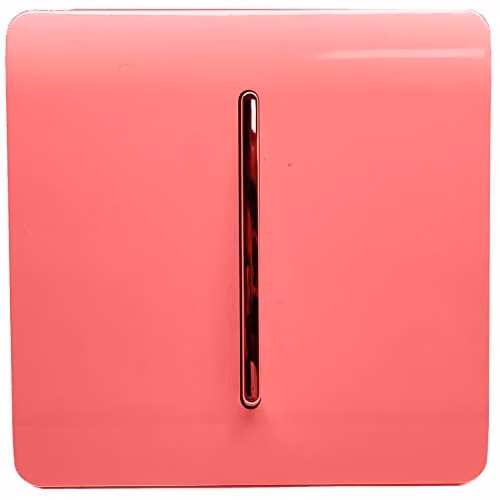 Trendi 1 Gang 2 Way Single Electrical Wall Light Switch with Screwless Raised Front Plate and Chrome Rocker in Strawberry Red – 1