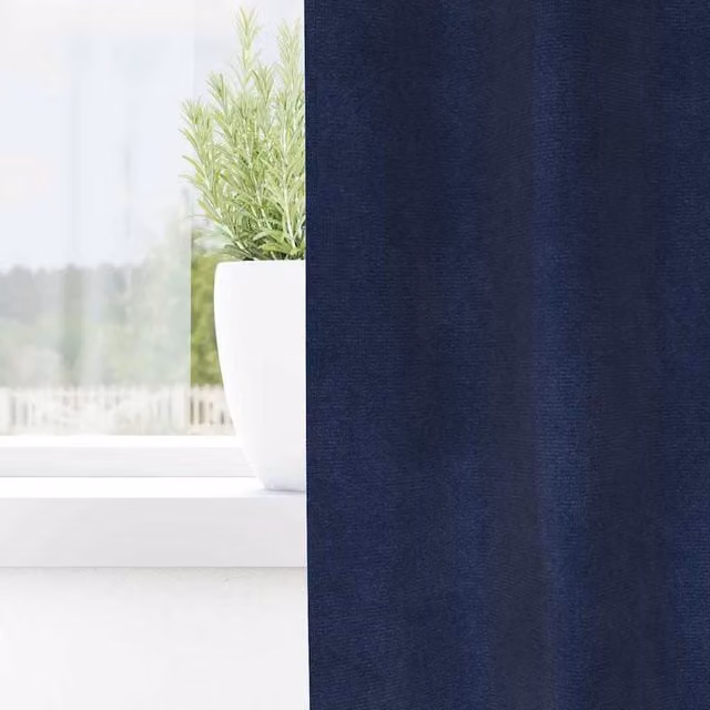 Berkfield Home Navy Blue Velvet Blackout Curtains with Hanging Loops, 2 Pack – 1