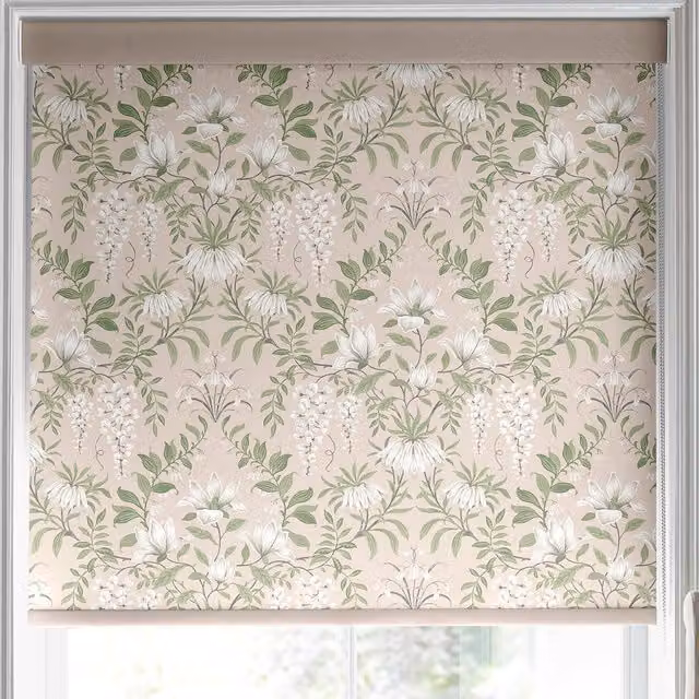 Laura Ashley Parterre Made to Measure Semi-Transparent Roller Blind in Blush Pink Floral Polyester