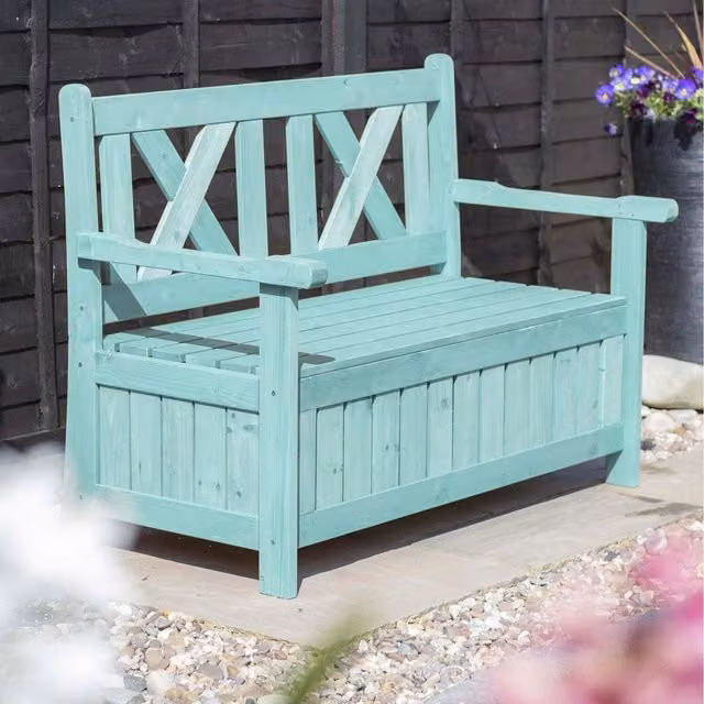 Jack Stonehouse Classic Wooden Garden Storage Bench Seat in Matt Green
