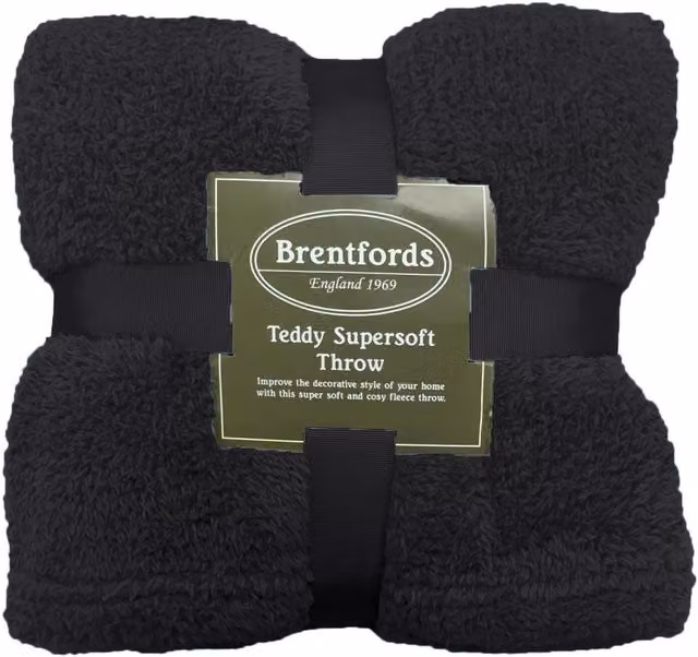 Brentfords Black Plain Teddy Fleece Throw, W/D/H: 150 x 200 cm – 1