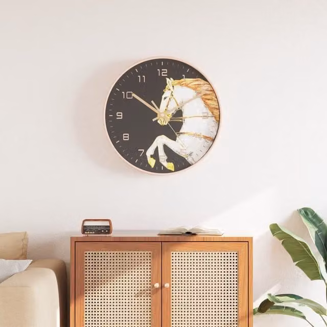 Berkfield Home Silent Analog Quartz Wall Clock in Gold, White and Black, Diameter: 29.5 cm – 1